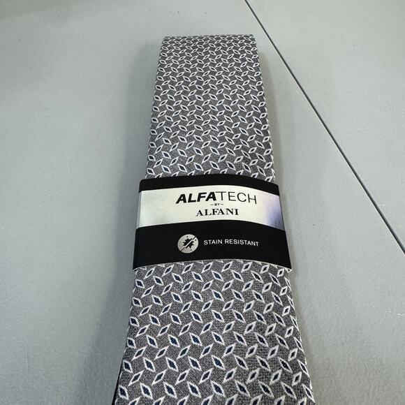 ALFANI ALFATECH Mens Necktie Holland Neat Charcoal Stain‎ Resistant New - Picture 1 of 9